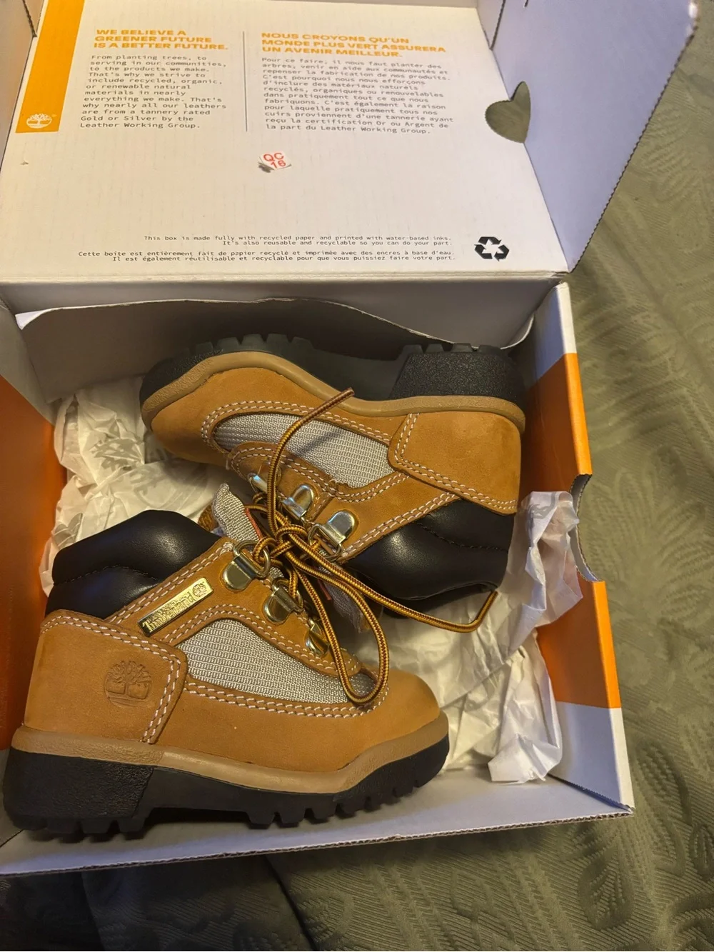 Timberland Kids Wheat and Black Leather Trail Boot